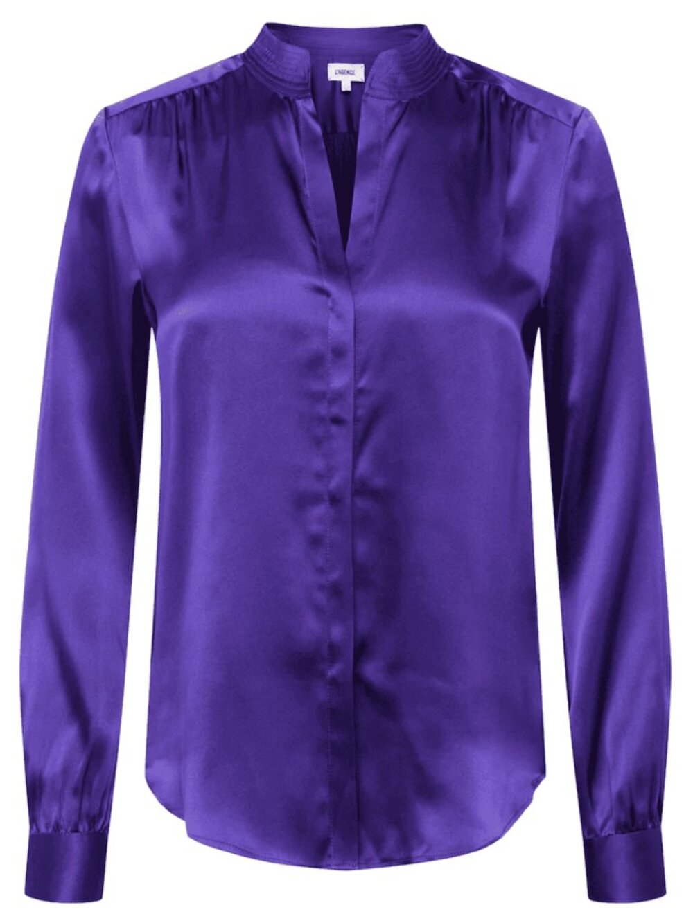 L'AGENCE Bianca Band Collar Blouse button down shirt violet purple XS